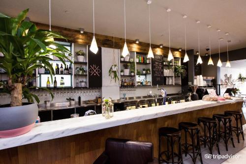墨尔本Tolarno Hotel - Georges Suite - Australia的酒吧连条凳子
