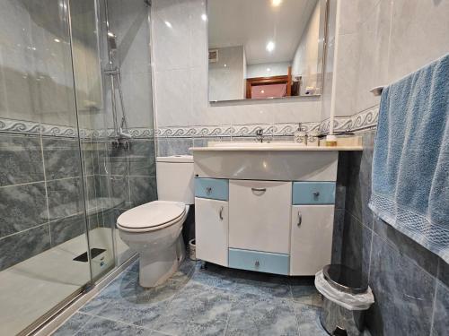 希洪Casa Lantoxana 1A121的浴室配有卫生间、盥洗盆和淋浴。