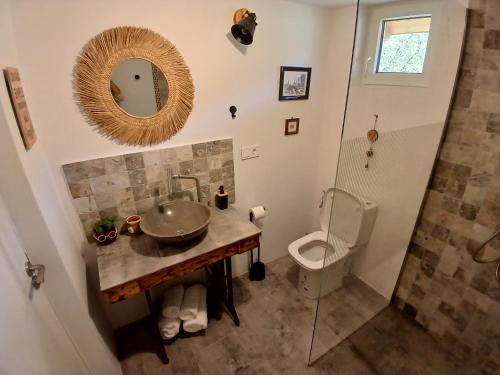 坎普朗莫道尼斯Mica fermă veselă的一间带水槽和卫生间的浴室