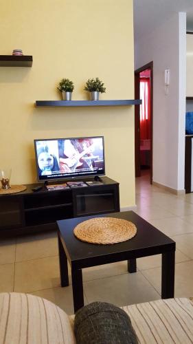 阿雷西费Piso Arrecife Centro的客厅配有电视和茶几