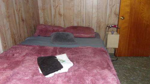 马塞纳NiceShortStayMassena的一张带粉色毯子和枕头的床
