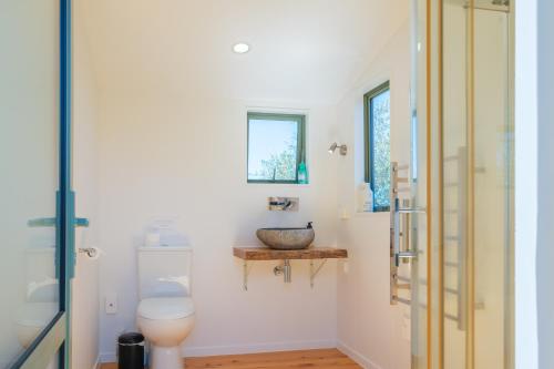 棕榈滩Awaawa - Rangi Yurt的一间带卫生间和水槽的浴室