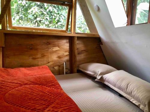 阿鲁沙Meru Eco Hideaway的一个小房间的一个床位,设有窗户
