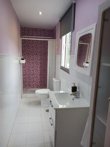 拉科鲁尼亚Alojamiento PLAYA DE PANTIN的浴室配有白色水槽和卫生间。