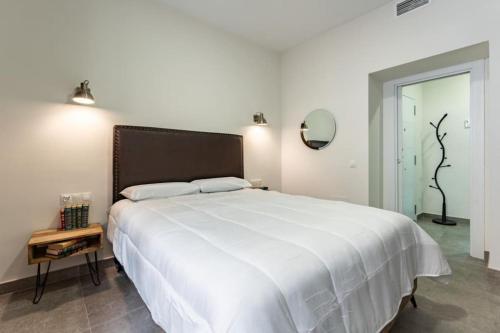 阿尔么丽亚Estrena Apartamento en centro historico de Almeria的卧室配有一张大白色床和大白毯