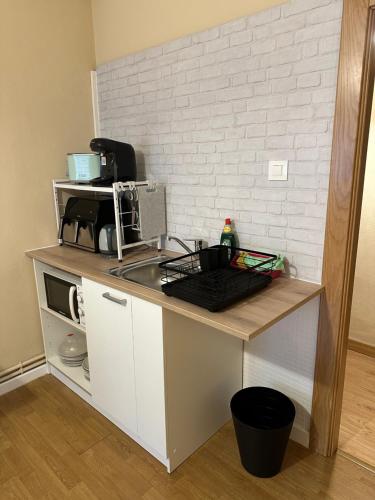 雷诺萨塔哈耶罗住宿加早餐旅馆的带微波炉的柜台的小厨房