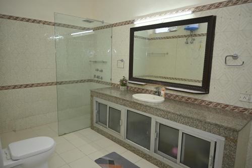 新德里ownstay chhatarpur的一间带水槽和镜子的浴室