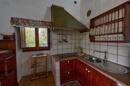 莫卡诺尔Casa Rural Tia Lucila的一个带水槽和窗户的小厨房