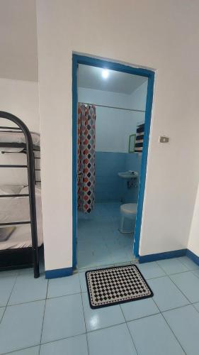 BalateroGalera Pension House的带淋浴和卫生间的浴室。