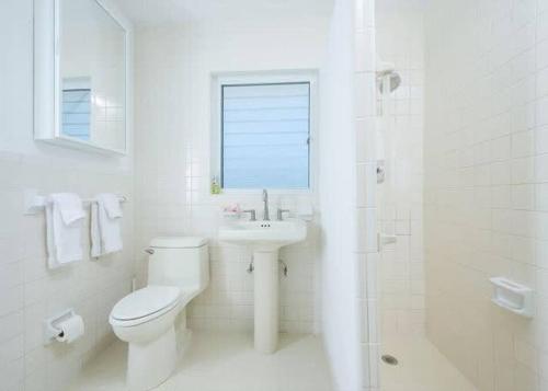 Savannah SoundBeachfront Bliss Private Estate with Cottages的白色的浴室设有卫生间和水槽。