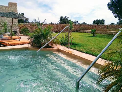 索维拉Riad Mamy Wababi的后院的小型游泳池,花园