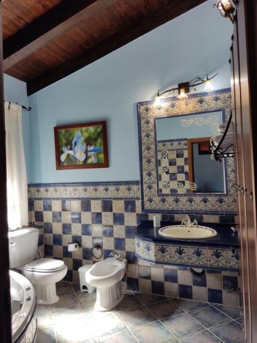 Retuerta de BullaqueEl cerro de cabañeros的浴室设有2个卫生间、水槽和镜子