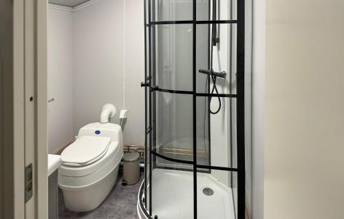 奥莫尔Beautiful Home In ml With Kitchen的一间带卫生间和玻璃淋浴间的浴室