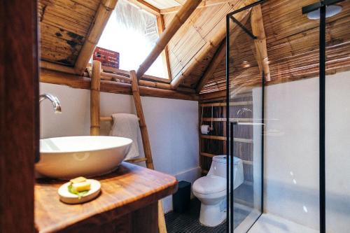 曼克拉La Maison的一间带水槽和卫生间的浴室
