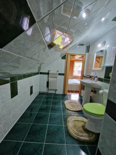 古拉哈莫卢洛伊Voro Mold的浴室配有绿色卫生间和水槽。