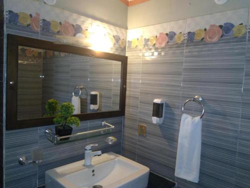 卡拉奇Heavenly Stays的一间带水槽和镜子的浴室