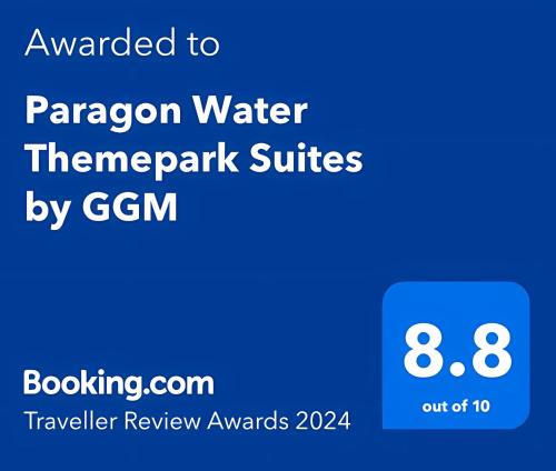 马六甲Paragon Water Themepark Suites Melaka by GGM的标有发到万角水标尾的蓝色标号