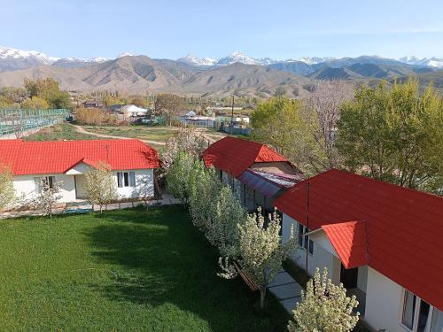 乔尔蓬阿塔Гостевой дом ТОЛНУР的享有红色屋顶房屋的顶部景色