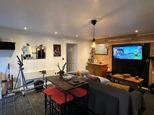 伍尔弗汉普顿Shropshire Guesthouse的带沙发和电视的客厅