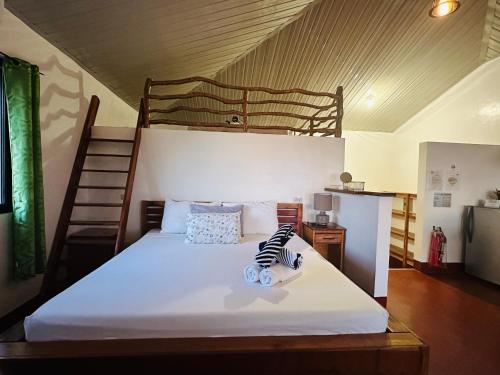 曼巴豪Tongatok Cliff Resort的一间卧室配有带梯子的双层床