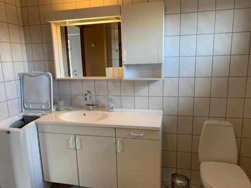 库拉萨Hos Franz的一间带水槽、卫生间和镜子的浴室