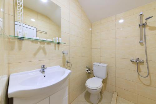 金沙安格酒店的一间带水槽、卫生间和淋浴的浴室