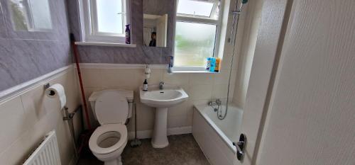 Streatham ValeRowan Crescent's Luxury Stay-In 2的一间带卫生间和水槽的小浴室