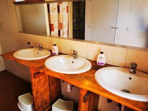 沃胡夫Glamping Kaliska的浴室设有2个水槽和镜子