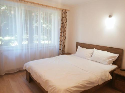 巴亚马雷Gold Apartments的卧室配有白色的床和窗户