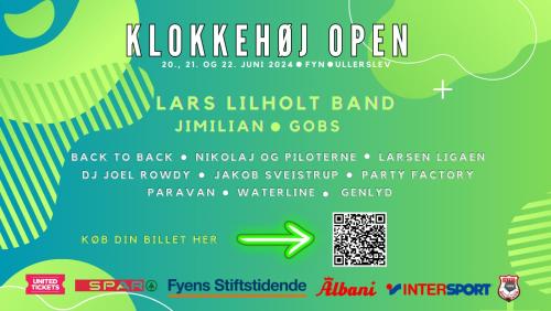 UllerslevKlokkehøj的绿色背景音乐会的传单