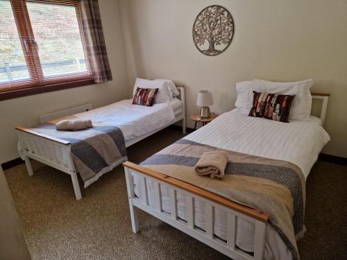 阿罗柴尔Wilmar Lodge的一间卧室设有两张床和窗户。