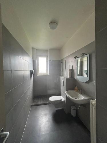 科隆Wohnung in Köln的一间带卫生间和水槽的浴室