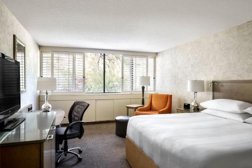 坦培坦佩巴特斯菲尼克斯万豪度假酒店的配有一张床和一张书桌的酒店客房