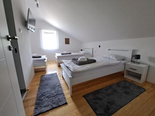 亚伊采Sobe Zizi的一间卧室设有两张床和窗户。