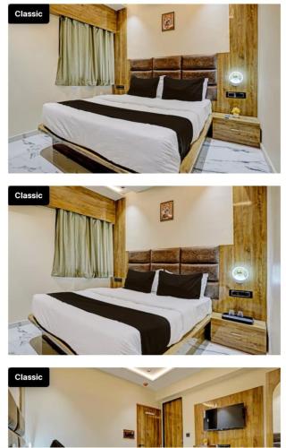 艾哈迈达巴德HotelMeetPalace的两张带两张床的酒店客房的照片