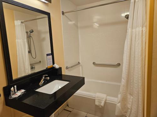 安克尼Comfort Inn & Suites Ankeny - Des Moines的一间带水槽和淋浴的浴室