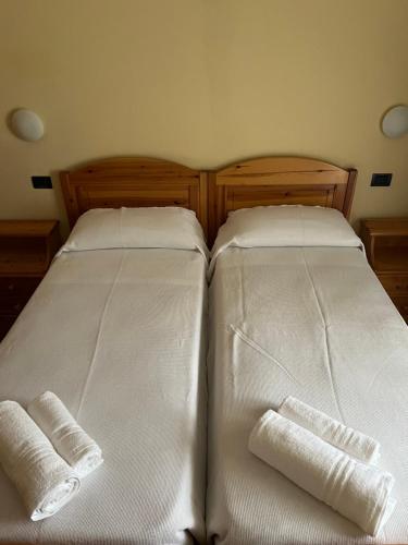 加尔达Hotel Giotto的卧室内两张并排的床