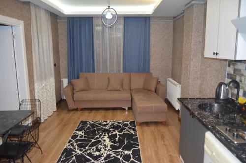 AkçatepeBENİM EV的带沙发的客厅和厨房