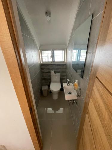 MendozaCasa Carmona的一间带卫生间和水槽的小浴室