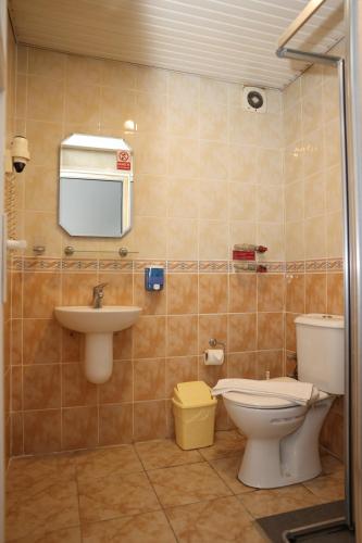 SeyhanThe Time Hotel Adana的一间带卫生间和水槽的浴室