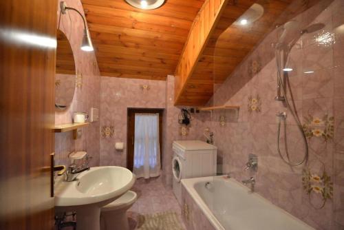 摩德纳迪-坎皮格里奥Casa Faè Dolomiti的一间带水槽、浴缸和卫生间的浴室