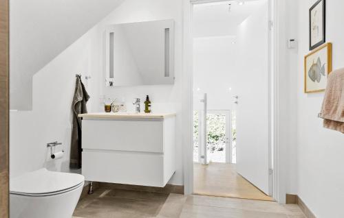 AsperupCozy Home In Asperup With Kitchen的白色的浴室设有卫生间和水槽。