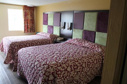 纳什维尔Executive Inn & Suites的酒店客房设有两张床和窗户。