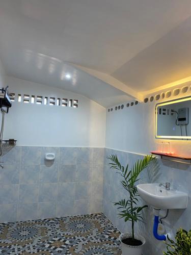 锡基霍尔Residencia Gemma的一间带水槽和镜子的浴室