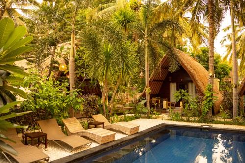 吉利阿尔Selvática的一个带游泳池和棕榈树的度假村