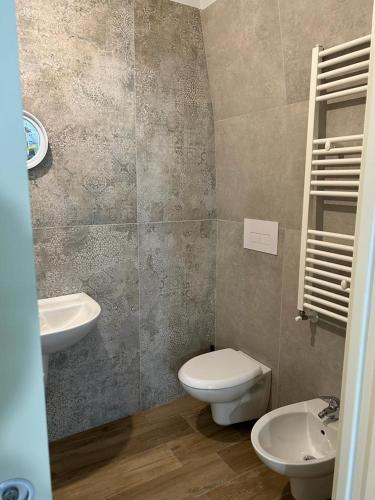 卡诺萨迪普利亚RoMa Apartment & Room的一间带卫生间和水槽的浴室