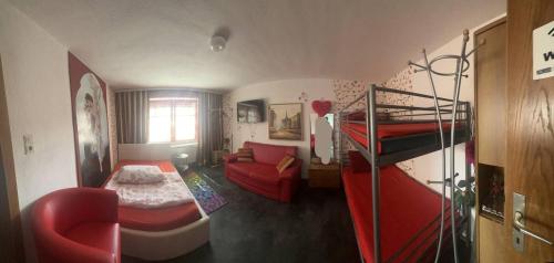 Attnang-PuchheimApartment in Salzkammergut的小房间设有双层床和沙发
