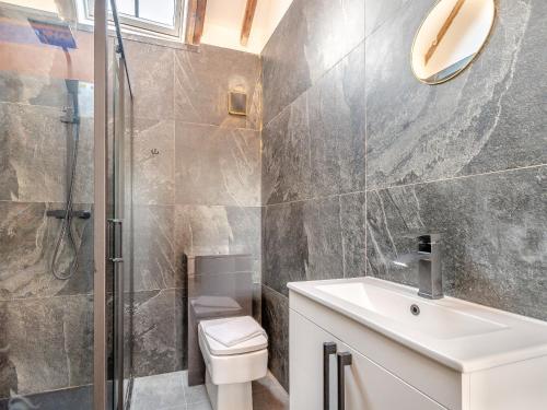 CorleyCorley Rocks Barn - Uk45939的浴室配有卫生间、盥洗盆和淋浴。