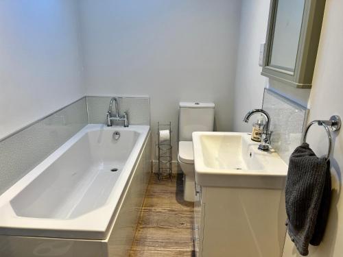 科尔福德Stunning 3-Bed Cottage in The Forest of Dean的带浴缸、卫生间和盥洗盆的浴室