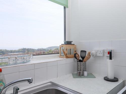 托基Sunny Bank的带水槽的厨房台面和窗户